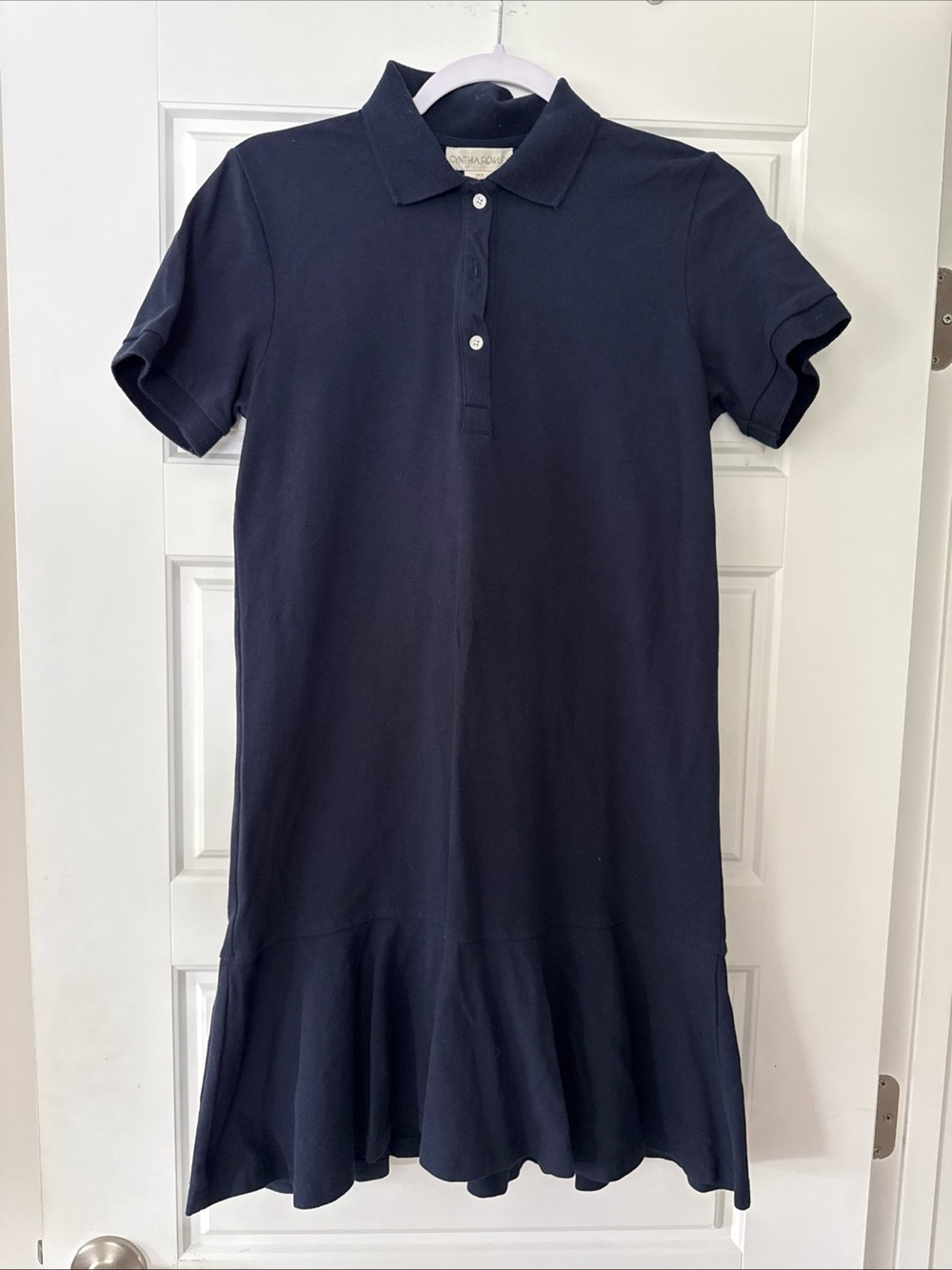 Cynthia Rowley Short-Sleeve Preppy Pique Polo Tennis Golf Dress-Navy-Size Small